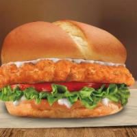 Spicy Chicken Sandwich · A fiery hot, crisp 100% additive and preservative free chicken filet, topped with crisp lett...