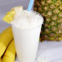 Pineapple Paradise · Pineapple, banana & coconut (additional: Vanilla Protein).
236 Cal. Med.