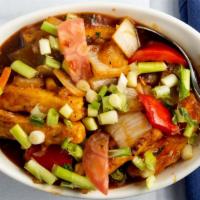 Chilly Panner  · Tender paneer, ginger-garlic, bell peppers, onions, soy sauce and chili sauce