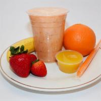 Cool Citrus Smoothie · Orange, strawberry, banana blended with pineapple juice.
