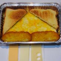 3 Cheese Omelette · American, mozzarella and Swiss cheese. With home fries or hash browns and toast.
