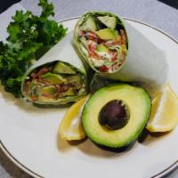 Garden Wrap · Avocado, cucumber, roasted peppers, sun-dried tomato, olive oil, lettuce and tomato.