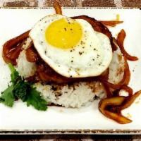 닭떡갈비 덮밥 (Marinated chicken pattie with onion rice bowl) · Come with side dishes
Fried egg topping
Choice : Mild or spicy