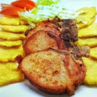 #9. Chuletas Pork Chop with Tostones · 