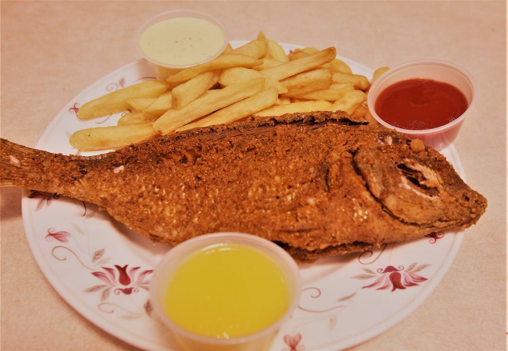 Porgies and Chips · Mild and sweet fish.