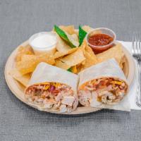 Grilled Chicken Burrito · Filled with rice, beans, mild salsa, melted mixed cheese, sour cream and pico de gallo.