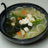 Vegetable Udon · Udon Rice Noodle, Tofu, Potato, Carrot, Green Bean, Yellow Onion, Green Onion, Wakame, Sesam...