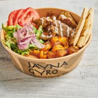 Beef and Lamb Gyro Bowl · Thinly sliced rotisserie beef and lamb gyro, arugula, lettuce and cabbage salad, red onion, ...