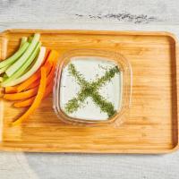 Tzatziki · Greek yogurt with English cucumber, topped with olive oil, served with pita or veggies