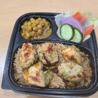  Halal malai tikka boti · Fresh Halal boneless chicken mix with yogurt & cream and spices come with fresh salad and ch...