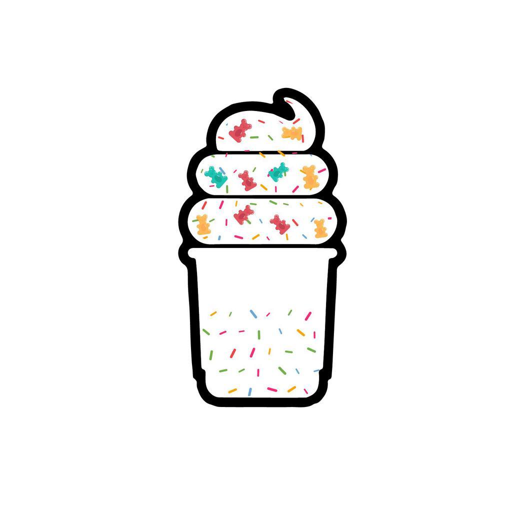 Rainbow  · Ice cream, rainbow sprinkle and gummy bear. 