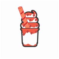 Strawberry Delight  · Ice cream, strawberry dice, strawberry syrup, strawberry stick. 