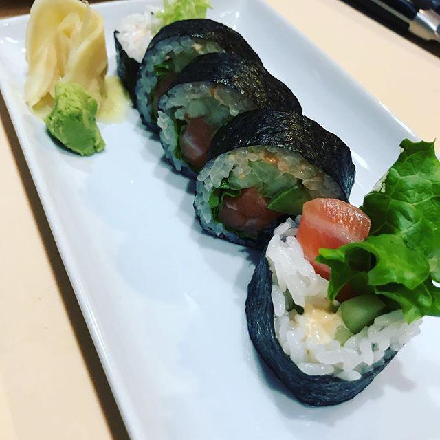 5 Piece Spicy Salmon Roll · Fresh diced salmon, marinated in spicy chili sauce with mayo, cucumber, avocado, lettuce & sesame seeds. Raw. Hot & spicy.