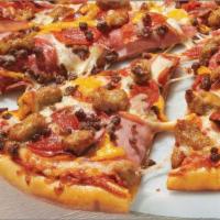 Papa's All Meat Pizza · Canadian bacon, salami, premium pepperoni, Italian sausage, ground beef, whole-milk mozzarel...