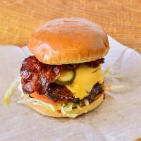 Bacon Cheeseburger · Served with you choice of bacon, turkey or beef. Grilled onions, lettuce, tomatoes, pickles,...