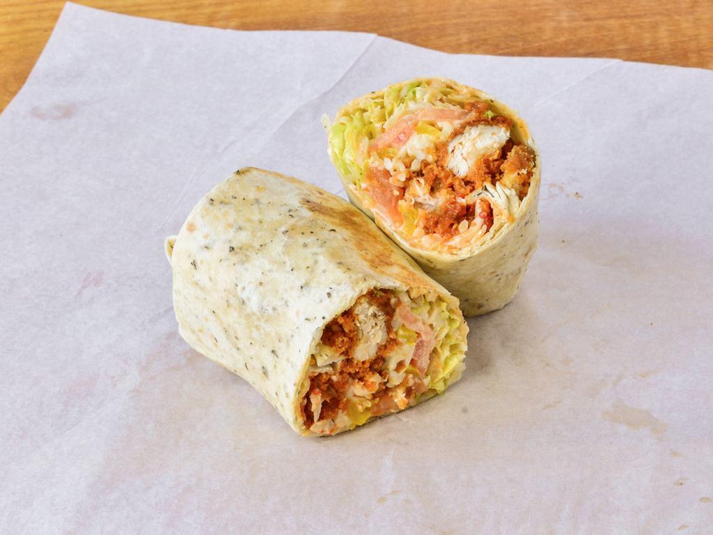 Grilled/Crispy Chicken Wrap · Grilled onions with melted provolone cheese mayo lettuce, tomatoes, and banana peppers.