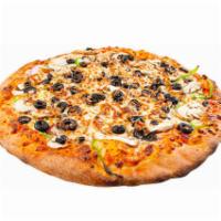 Vegetarian Pizza · Onion, green pepper, mushrooms, and black olives. 