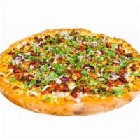 Al Pastor Pizza · cheese onions cilantro and al pastor meat