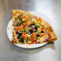51’s Veggie Pizza · Fresh mushroom, onions, green peppers, black olives, fresh tomatoes, banana peppers and extr...