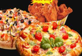 Large pizza and wings · Large 1 topping pizza and 9 piece wings.