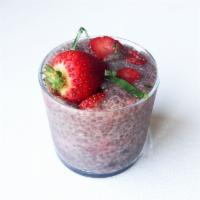 Strawberry Lemon Basil Chia Pudding · Chia seeds soaked overnight in dairy-free milk and sweetened with raw cane sugar. (Gluten-fr...