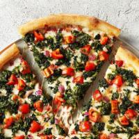Whole NY Spinach and Tomato Pizza · A vegetarian's dream come true. Our spinach and tomato New York style pizza is loaded with t...