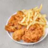 Chicken Basket Platter · 4 pieces. Leg, thigh, breast and wings. Served one choice of coleslaw, potato salad, mashed ...