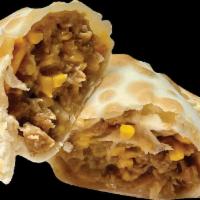 Beyond · Our plant based empanada, with beyond ground beef, vegan cheddar cheese and onions