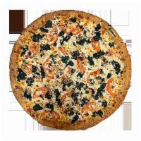 Mediterranean Delight Pizza · Fresh Tomatoes, Spinach, Garlic, Feta Cheese and Olive Oil.