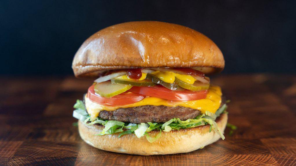 Bacon Burger · Bacon, American Cheese, Lettuce, Tomato, Pickles, Onion, Ketchup, Mustard, Mayo