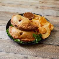 Bridie Pie with chips · 2 pies served with fries and brown gravy.
