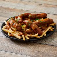 Irish Bangers · 6 traditional Irish pork and beef sausages served with fries and brown gravy.