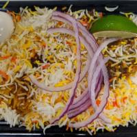 Vijayawada Chicken Biryani · Boneless chicken biryani is made in a traditional Hyderabadi style, the rice, chicken, and s...