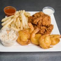 3 Pieces Chicken Tenders and 5 Pieces Jumbo Shrimp · Served with small fries and small Kool-Aid.