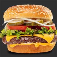 Angus Beef Burger · Classic Style. 1 /3 lb. patty, house sauce, leaf lettuce, Roma tomato, pickles, shaved onion...