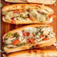 Chicken Cheesesteak (Chipotle Style)  · Chicken breast meat with grilled onions, peppers, mushrooms, chipotle aioli, and provolone c...