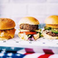 Trio Burger · Choose 3 (3 oz) proteins and mix and match your toppings.