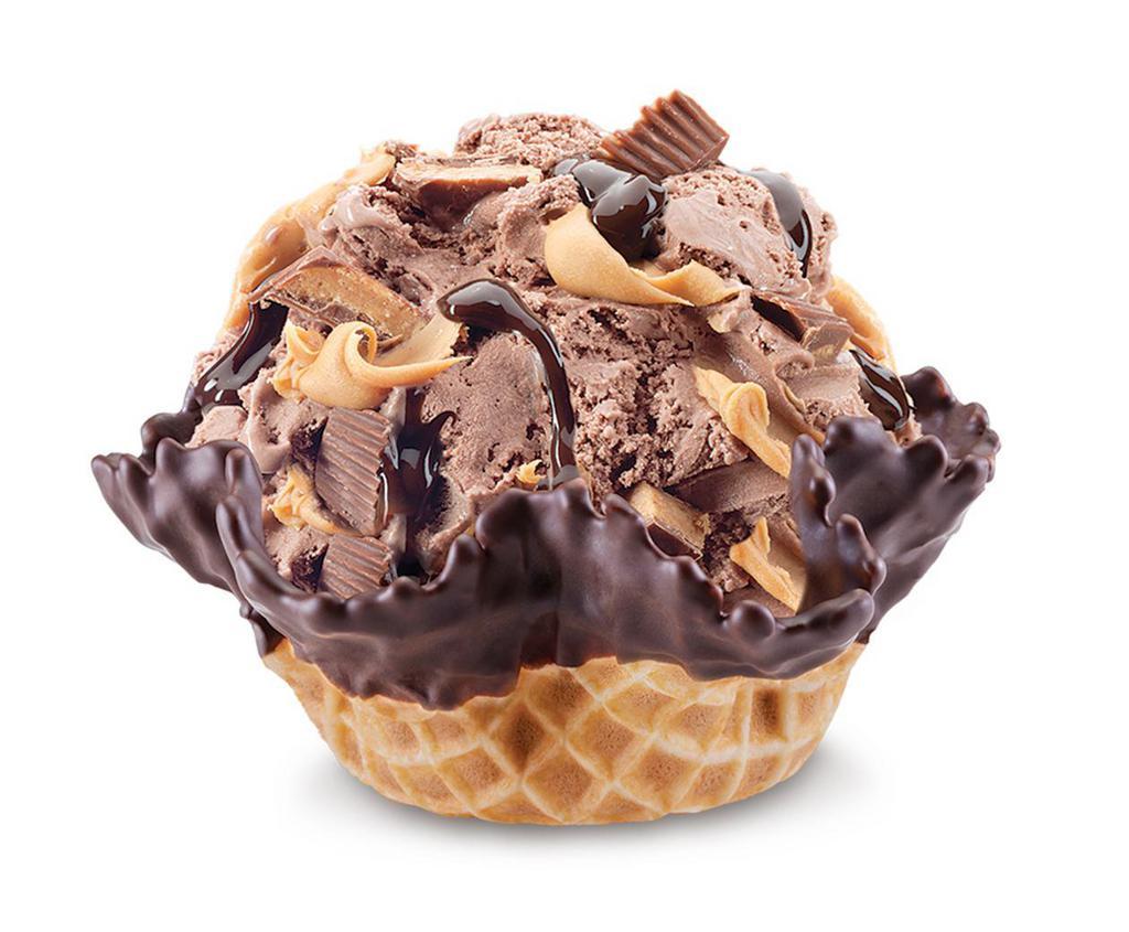 Peanut Butter Cup Perfection · Chocolate ice cream with Reese's peanut butter cup, peanut butter, & fudge.
