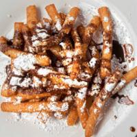 Funnel Cake Fries · Powdered sugar topping included.