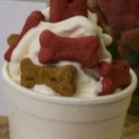 Puppy Cup Ice Cream · Vanilla soft-serve with dog bone treats.