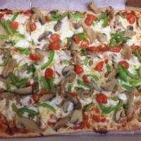 Veggie Pizza · Tomato, green pepper, mushroom, onion & black olive.