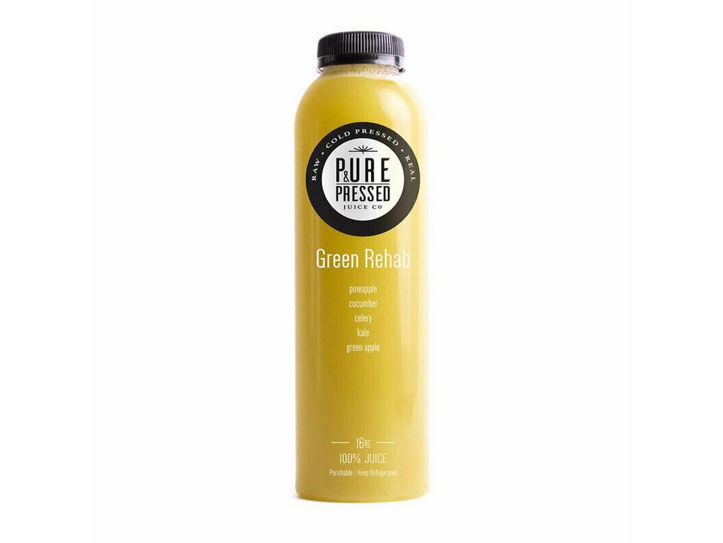Green Rehab Juice · Pineapple, cucumber, celery, kale, and green apple.