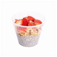 Classic Chia Pudding · Chia topped with pumpkin seed & flax granola, strawberry and honey