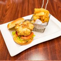 The Maryland Crab Sandwich · Jumbo lump crab cake served with remoulade, on a kaiser roll.