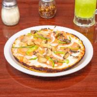 Vegetales Personal Pizza · Vegetables pizza. Classic cheese with vegetables pizza. Add topping for an addition charge.