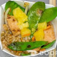 Tropical Pineapple · URBAN WOK KIDS 12 & UNDER ONLY.   WE DO ID EVERYBODY :)
Brown Rice, chicken with carrots, s...