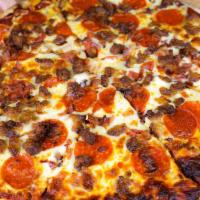 Meat Lovers Pizza · Italian sausage, chopped bacon and pepperoni.