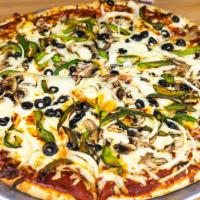Concord House Special Pizza · Sausage, pepperoni, mushrooms, onions, red and green peppers, olives, mozzarella and Jack ch...