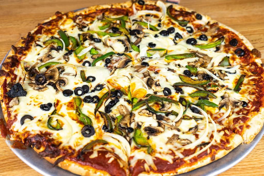 Concord House Special Pizza · Sausage, pepperoni, mushrooms, onions, red and green peppers, olives, mozzarella and Jack cheese.