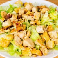 Creamy Caesar Salad · Tossed romaine, creamy Caesar dressing, shaved Parmesan and house-made croutons. Add grilled...
